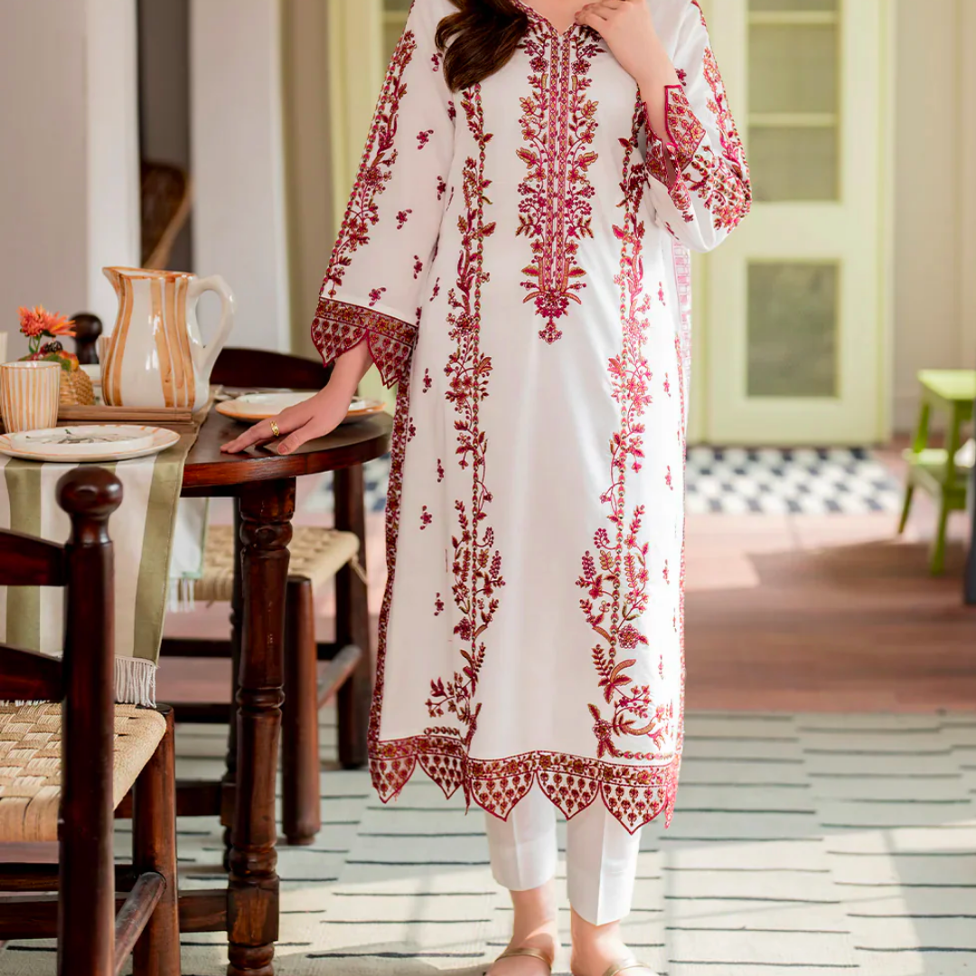 Maroon and Cream 3 Piece Cotton Suit